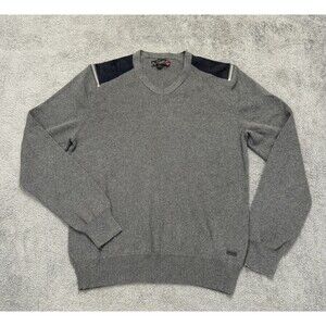 Guess Men's Size Large Black & Gray Sweater with Zipper Design